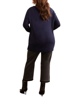 Plus Size French Terry Scoop Neck Long Sleeve Top