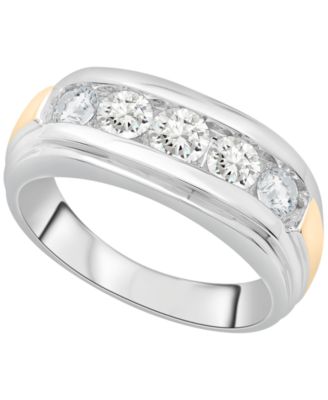 Men's Diamond (1 ct. t.w.) Five-Stone Band Ring in 10k Two-Tone Gold