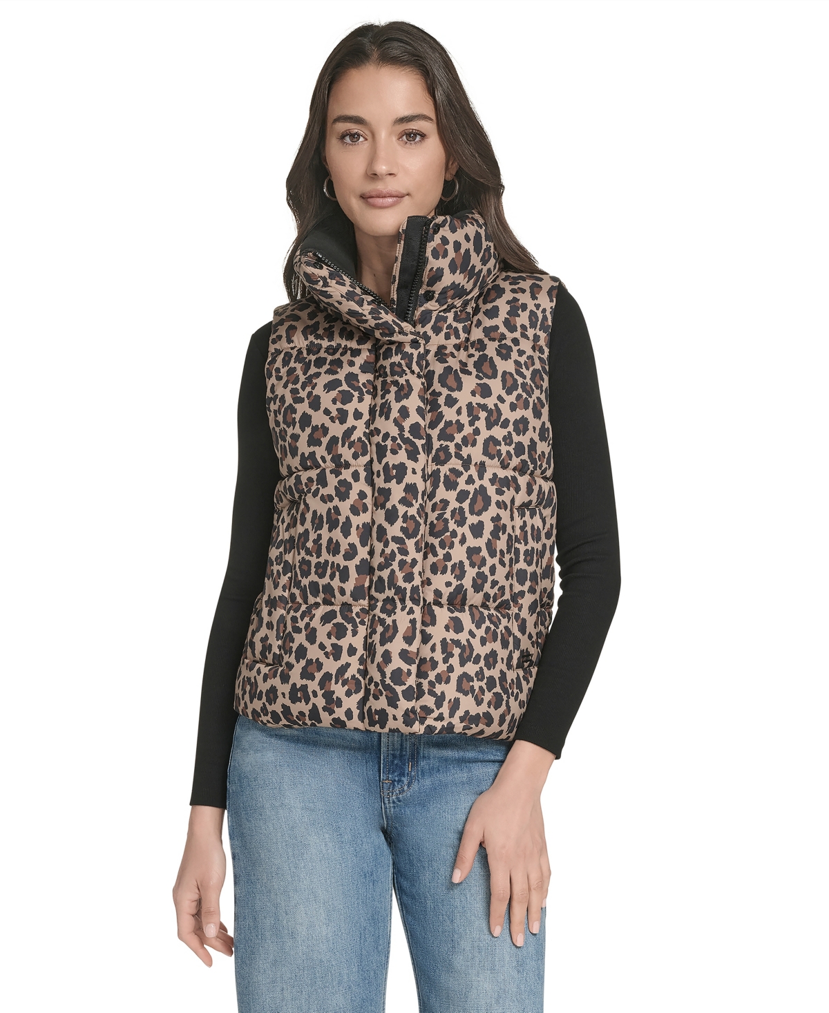 Levi's Women's Regular Stand Collar Puffer Vest In Animal Print