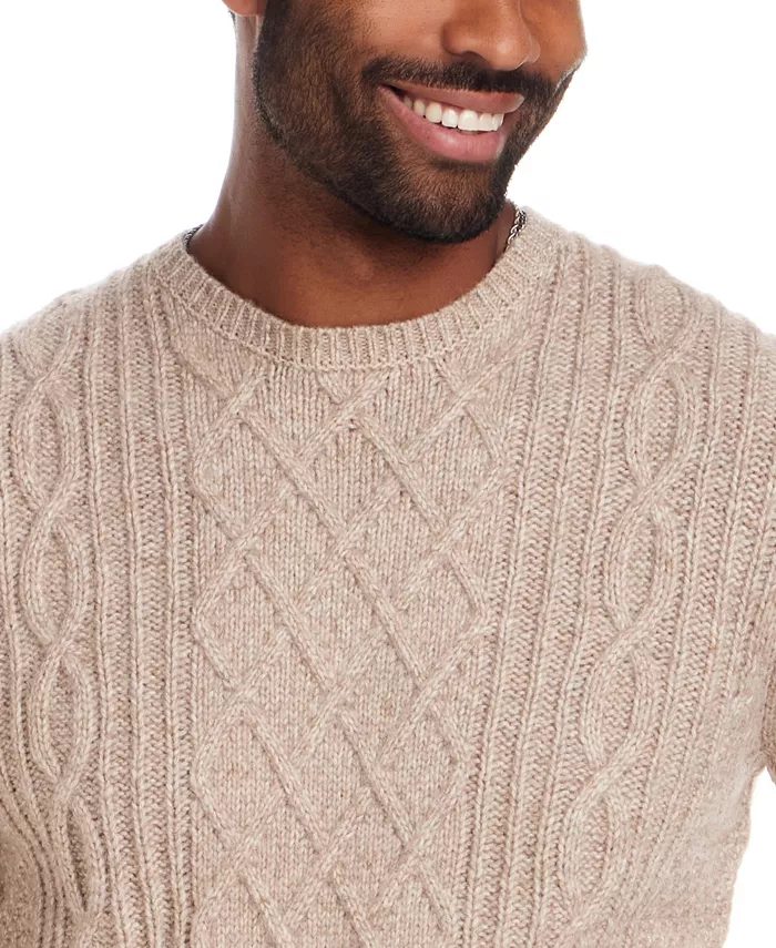Men's Alpaca Blend Mixy Cable Knit Crew Neck Sweater - thumbnail 7