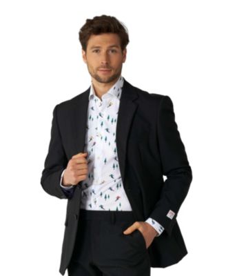 Men's Christmas Shirt - Winter Sports Icons Button Up Dress Shirt - Slim Fit - White - Long sleeve