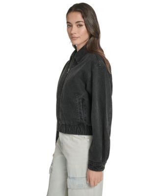 Women's Laydown Collar Denim Bomber Jacket