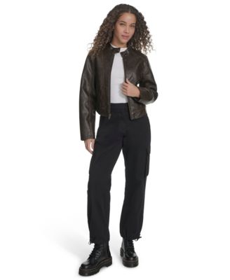 Women's Faux Leather Racer Jacket