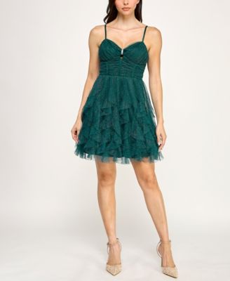 pear culture - Junior's Strappy Keyhole Petal Sleeveless Dress