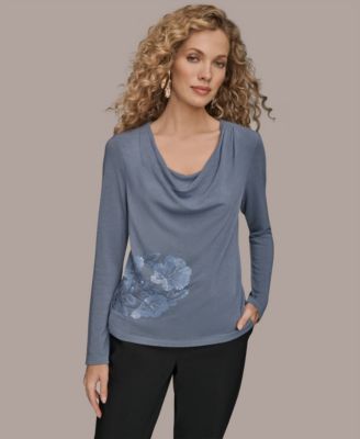 Women's Floral Detail Long Sleeves Relaxed Top