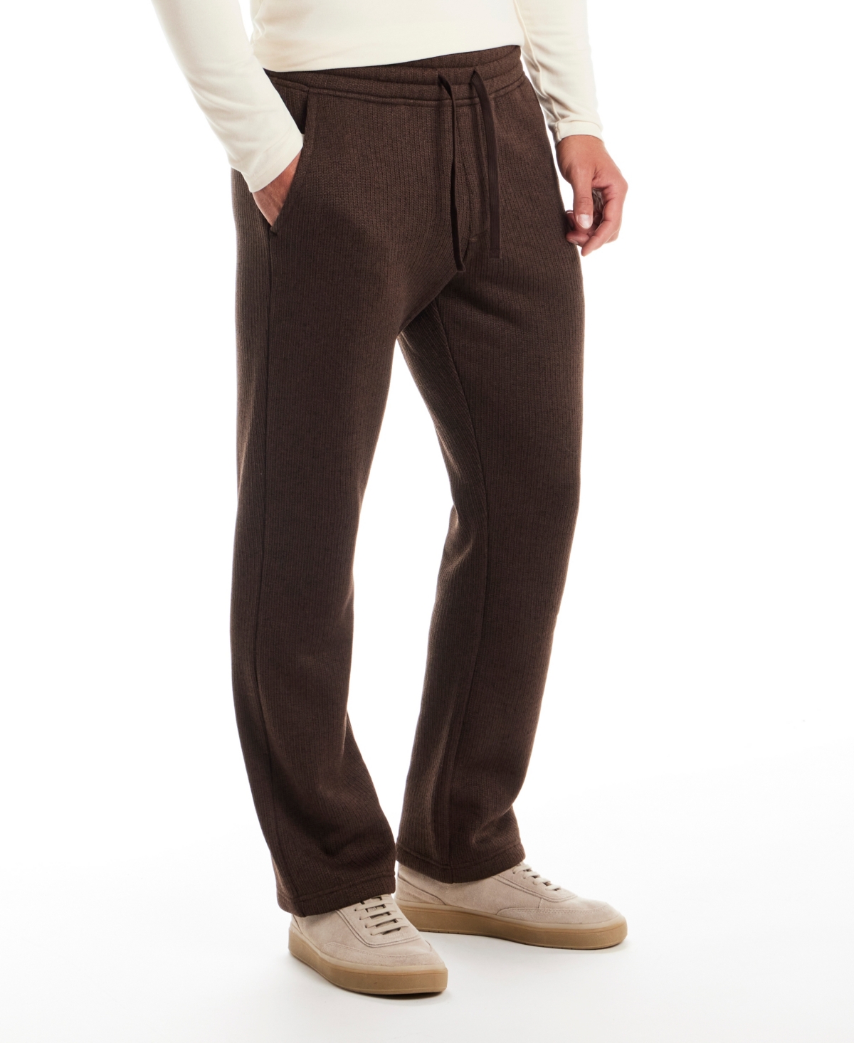 Vintage & Black Men's Ribbed Drawstring Pants In Brown