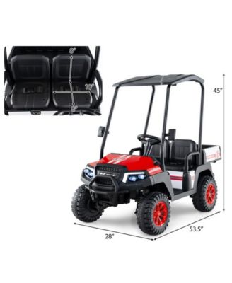 24V Kids Golf Cart 4WD 2-Seater Ride on Car with Storage Trunk and Horn