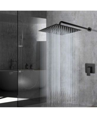 16 Inch Oversize Stainless Steel Rain Shower Head - Matte Black High Pressure Shower Head, Square Rainfall Shower Head