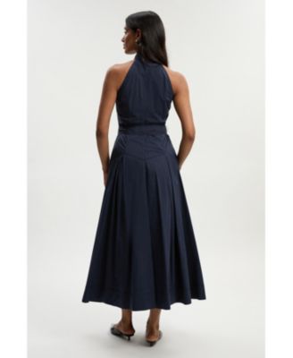 Women's Midi Shirt Dress With Dropped Waist