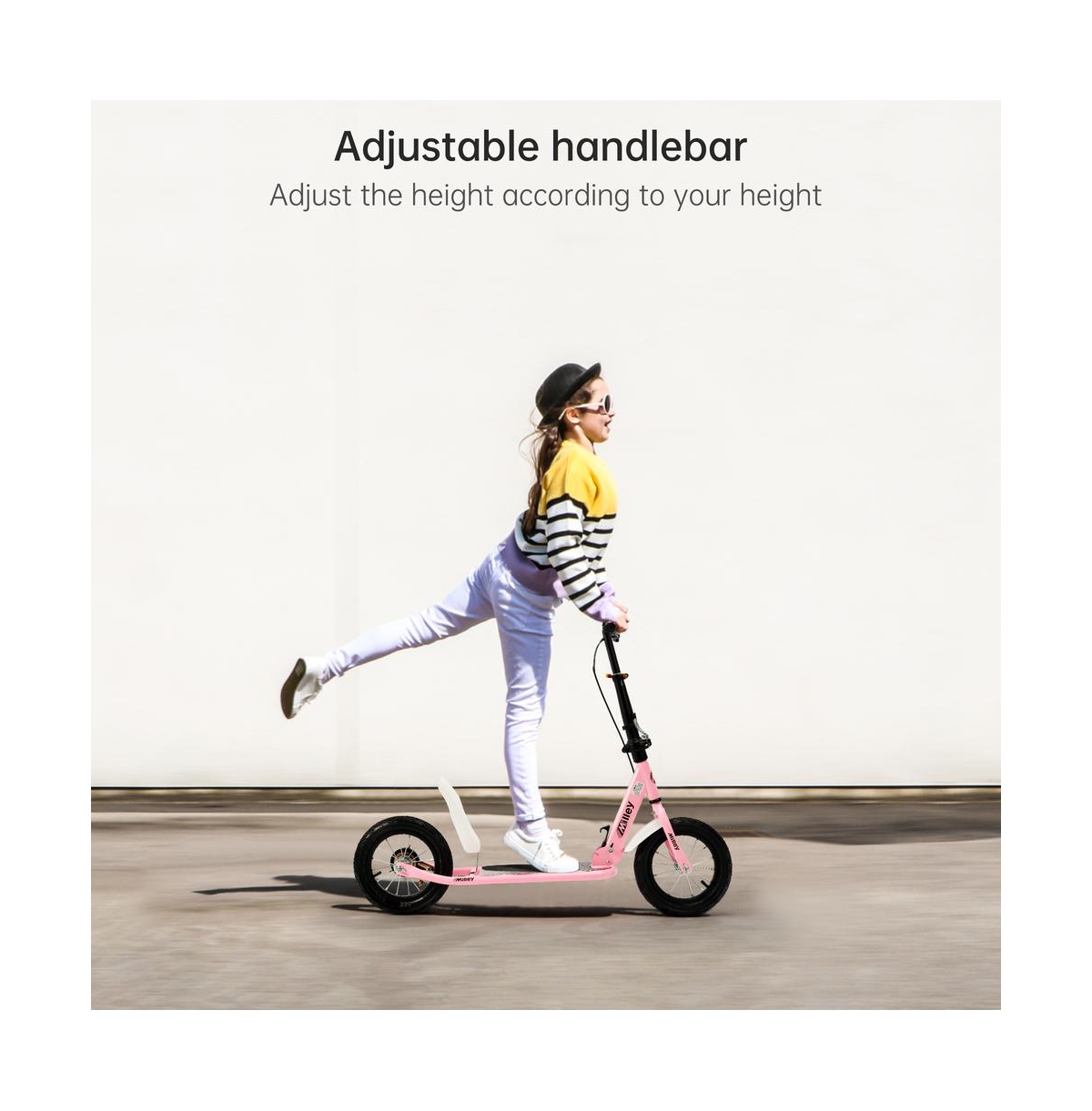 Artudatech Shock-Absorbing Foldable Commuter Kick Scooter For Adults and Teens With 12" Large Smooth Rolling Rubber Air Tires