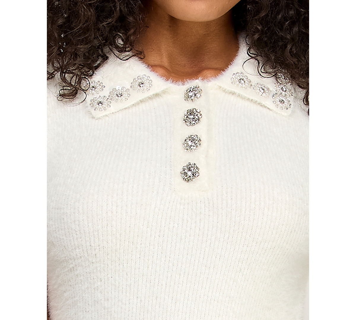 Invitee Juniors' Short Sleeve Polo Collar Button Sweaterdress