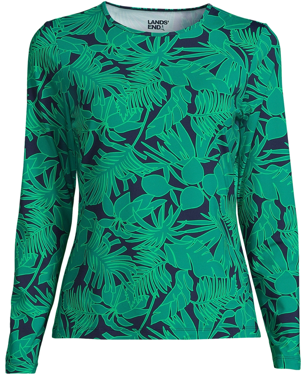 Lands' End Women's SunShade Upf 50 Long Sleeve Relaxed Rash Guard Print