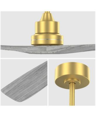 52-inch Modern Golden 3 Blades Walnut Ceiling Fan with 6 Speed Remote control and Timing and Forward Reverse Rotation Function for Indoor