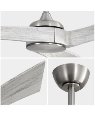 52-inch Modern Sand Nickel 3 Solid Wood Blade Ceiling Fan with Six Speed Remote Control and Forward Reverse Function