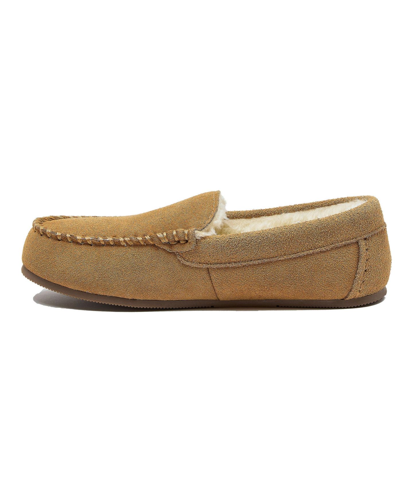 Женские тапочки Lands' End Fuzzy Lined Suede Moccasin Slippers, цвет: Рыжевато-коричневый замшевый — фото 3