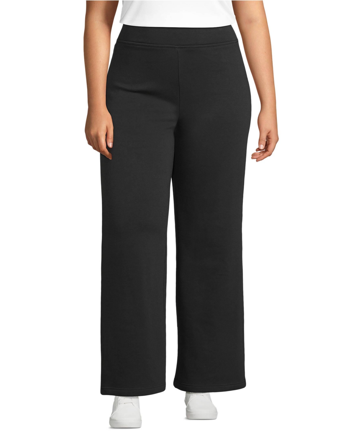 Lands' End Women's Serious Sweats High Rise Fleece Lined Straight Leg Pants