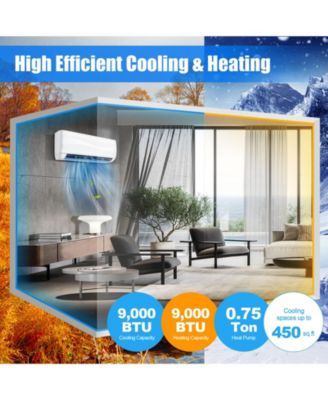 9000 Mini BTU Split Air Conditioner & Heater Wall Mount AC Unit w/ Remote Control