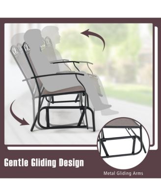 Patio Swing Glider Chairs Set of 2 Outdoor Metal Glider Armchairs Garden Poolside