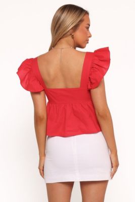 Women's Lyric Ruffle Top - Red XS