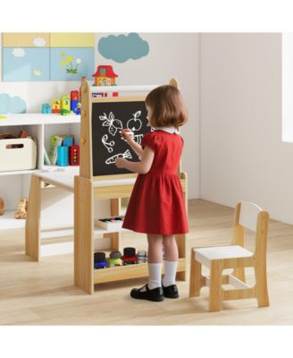 Kids Art Table and Chair Set with Easel and Chair for Drawing Reading