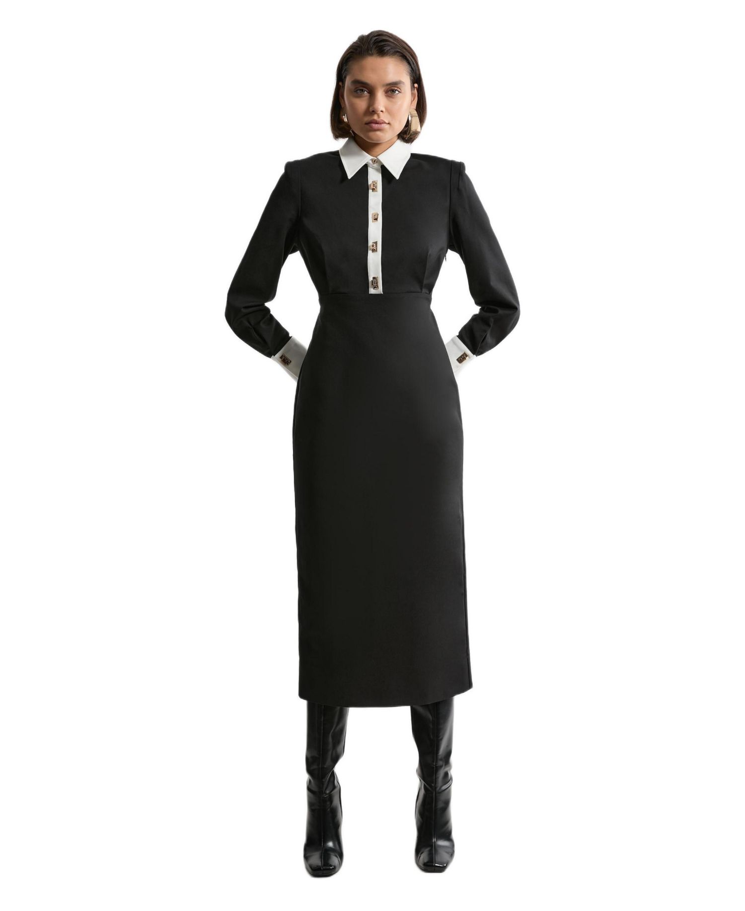 Women's Techno Cotton Shirt Maxi Shirt Dress