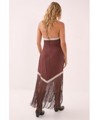 Women's Halter Neck Tassel Mini Dress