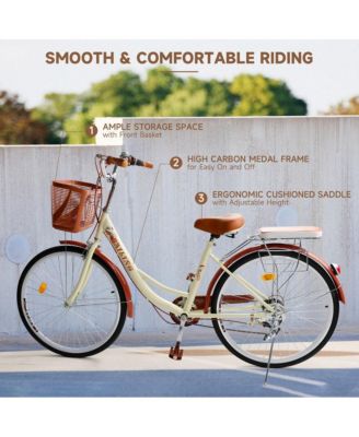 26-Inch 7-Speed Beach Cruiser Bike for Adults, High-Carbon Steel Frame & Easy Assembly for Leisure Rides