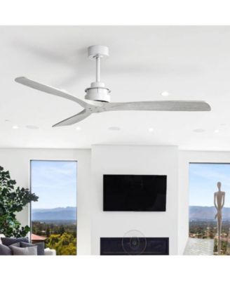 60-inch Modern Sliver 3-Blade Solid Wood Ceiling Fan Without Light With 6-Speed Remote Control and Forward Reverse Function For Indoor