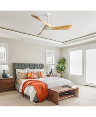 52" Modern White Ceiling Fan with 3 Wood Blades, 6-Speed Remote, and Reversible Motor for Bedrooms, Living Rooms & Kitchens.