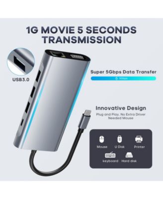 11-in-1 USB-C Hub Multiport Adapter with 4K HDMI, VGA, PD & Ethernet