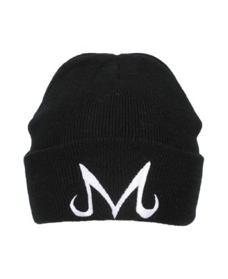 Men's Majin Symbol Embroidery On Black Ribbed Acrylic Knit Cuff Beanie