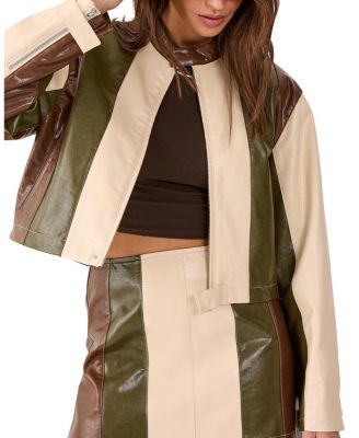 Women's Panelled Faux Leather Biker Jacket