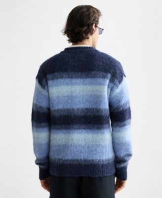 Men's Striped V-Neck Cardigan Sweater