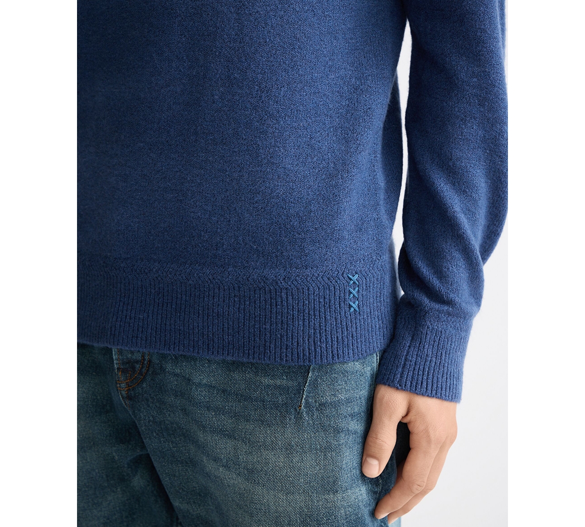 Scotch & Soda Men's Solid Crew Neck Sweater In Blue