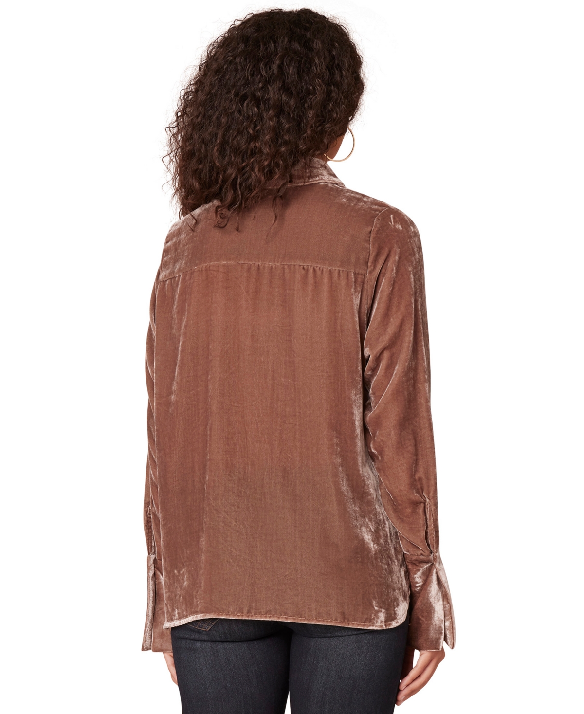 Democracy Women's Long Sleeve With French Cuff Shirt In Brown