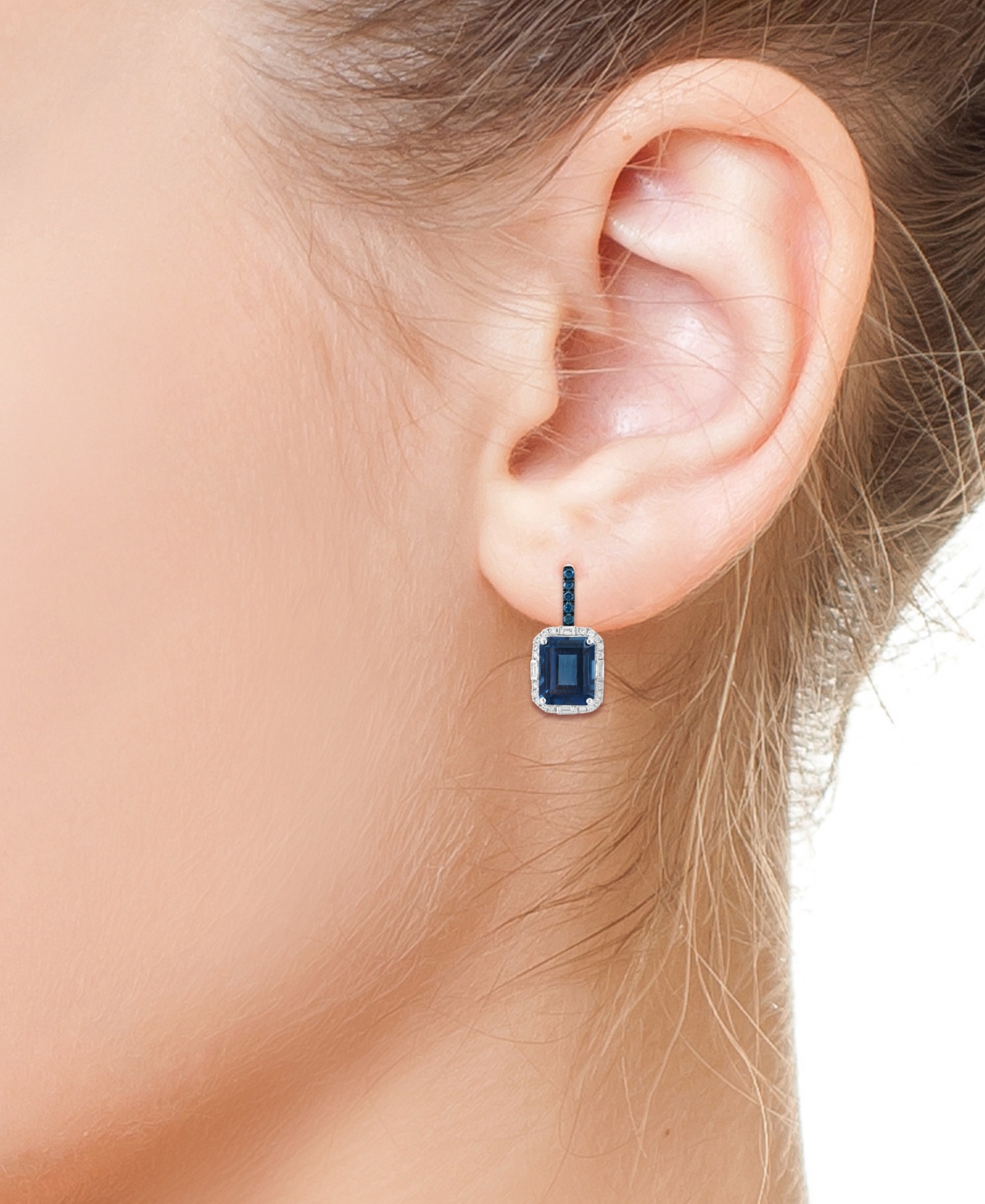 Effy Collection White And Blue Diamond (1/2 Ct. T.w.), London Blue Topaz (3-3/4 Ct. T.w.) Earrings In 14k White Gold In Blue
