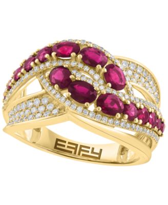 Diamond (1/2 ct. t.w.) and Sapphire (2-1/20 ct. t.w.) Ring In 14k Yellow Gold (Also in Emerald and Ruby)