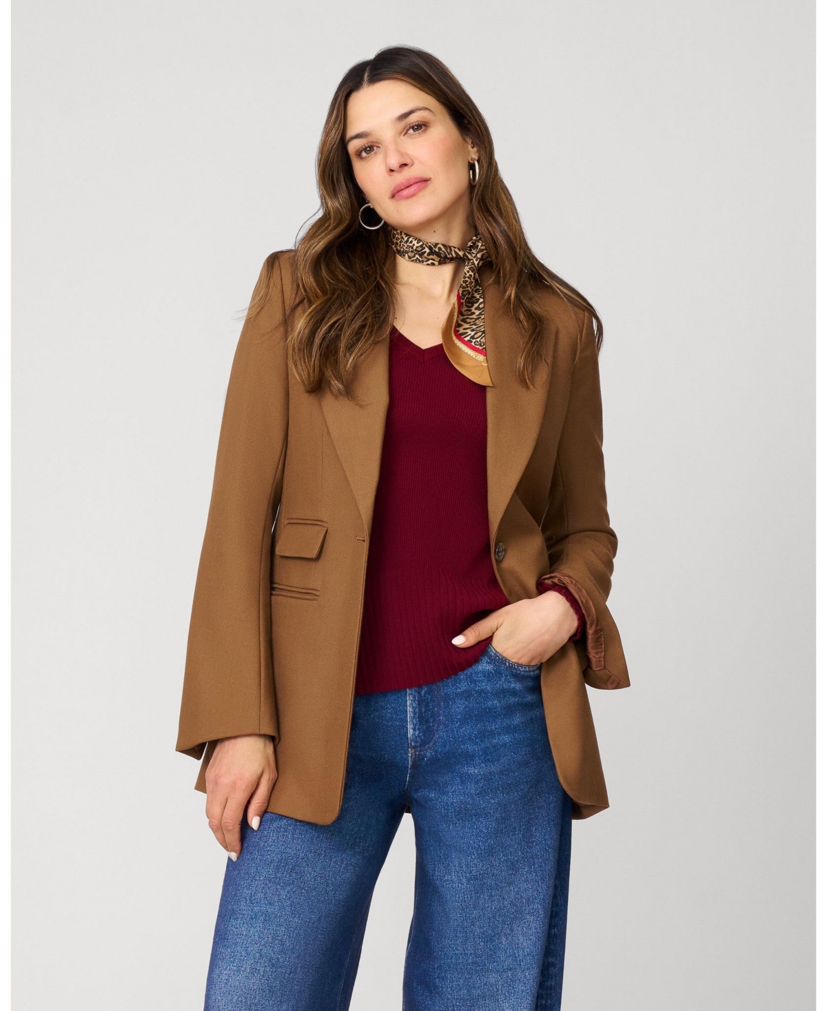 Cable & Gauge Women's V-Neck Rib Tunic Sweater
