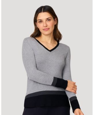 Women's Colorblock V-Neck Rib Tunic Sweater