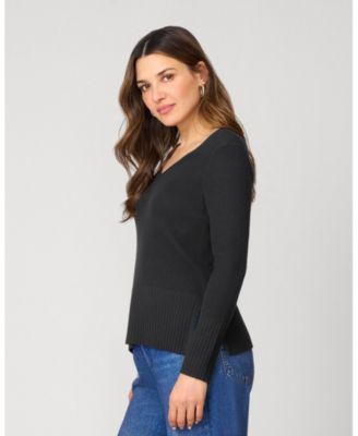 Women's V-Neck Rib Tunic Sweater
