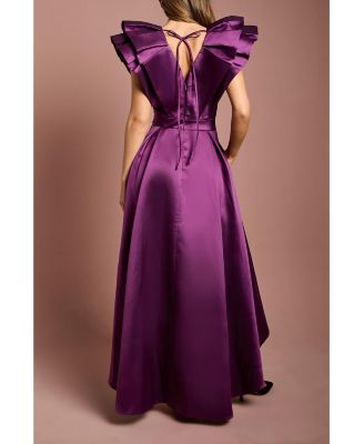 Women's Frill Sleeve V-Neck Midi Dress