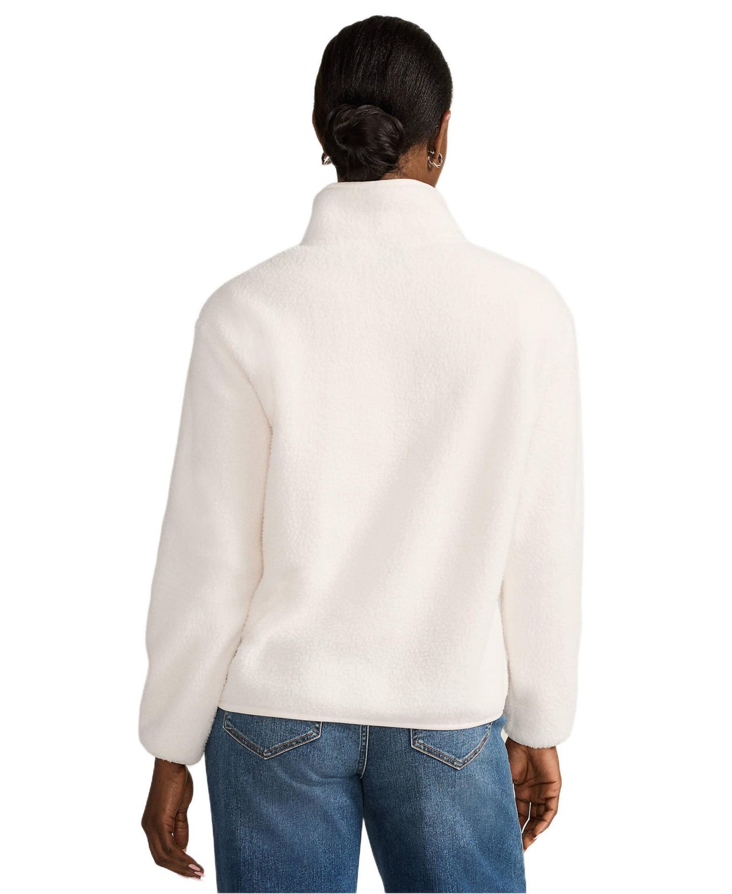 Женский свитер Lands' End Half Zip Cozy High Pile Fleece Pullover, цвет: Слоновая кость — фото 2