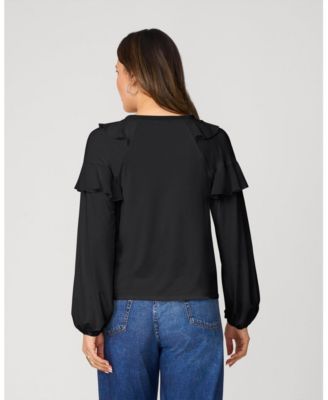 Women's Ruffle Tie Neck Romantic Blouse