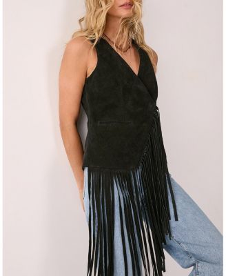Women's Premium Suede Fringe Waistcoat