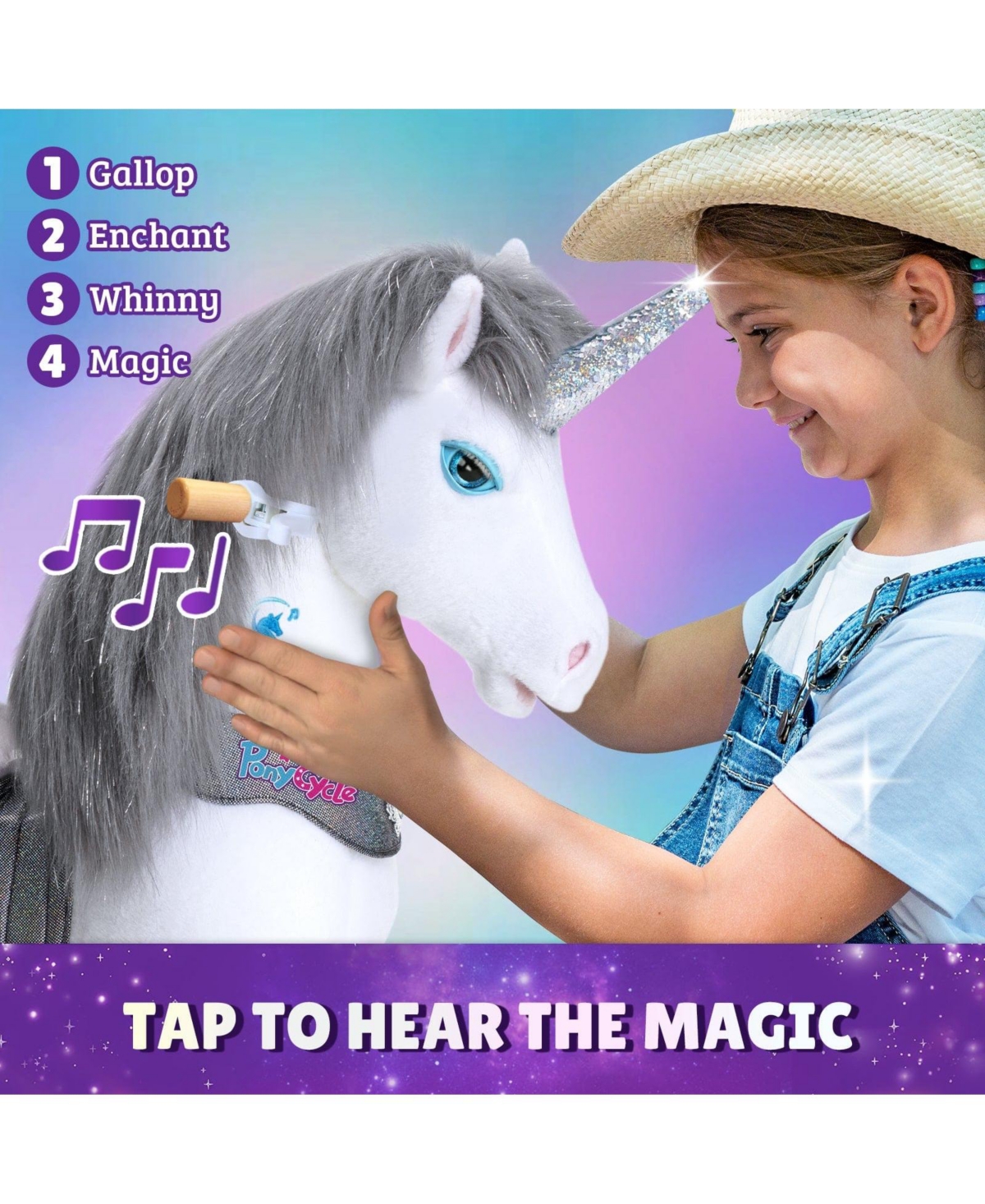 PonyCycle Model Y Grey Unicorn Rideable Toy for Age -4