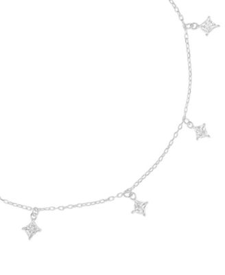 Cubic Zirconia Princess Station Anklet (1.5 ct. t.w.) in Sterling Silver (also in 14k Gold Over Sterling Silver)
