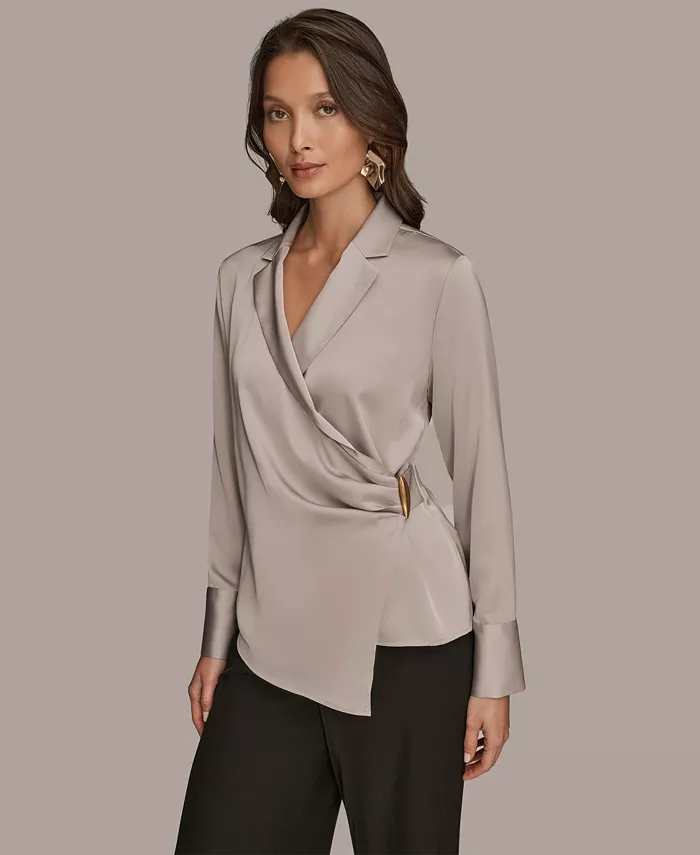 Women's Wrap Long Sleeve V-Neck Top - thumbnail 2