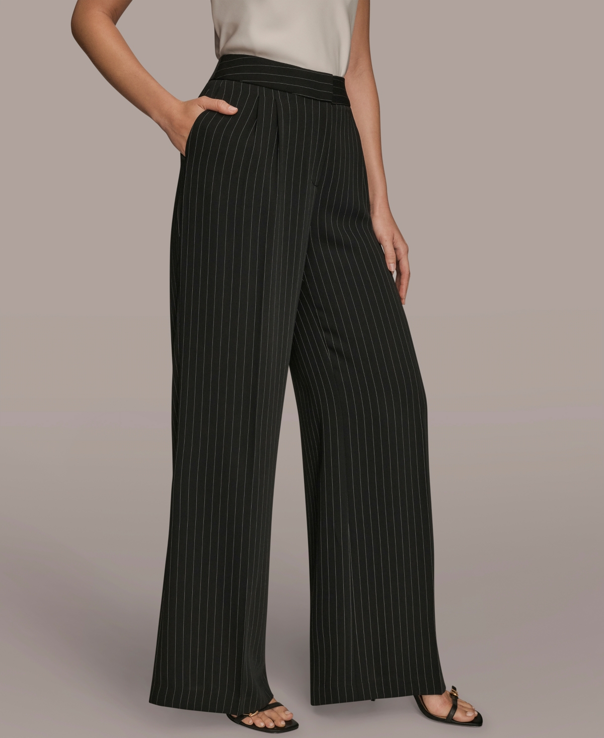 Donna Karan New York Women's Waisted Wide Leg Pants