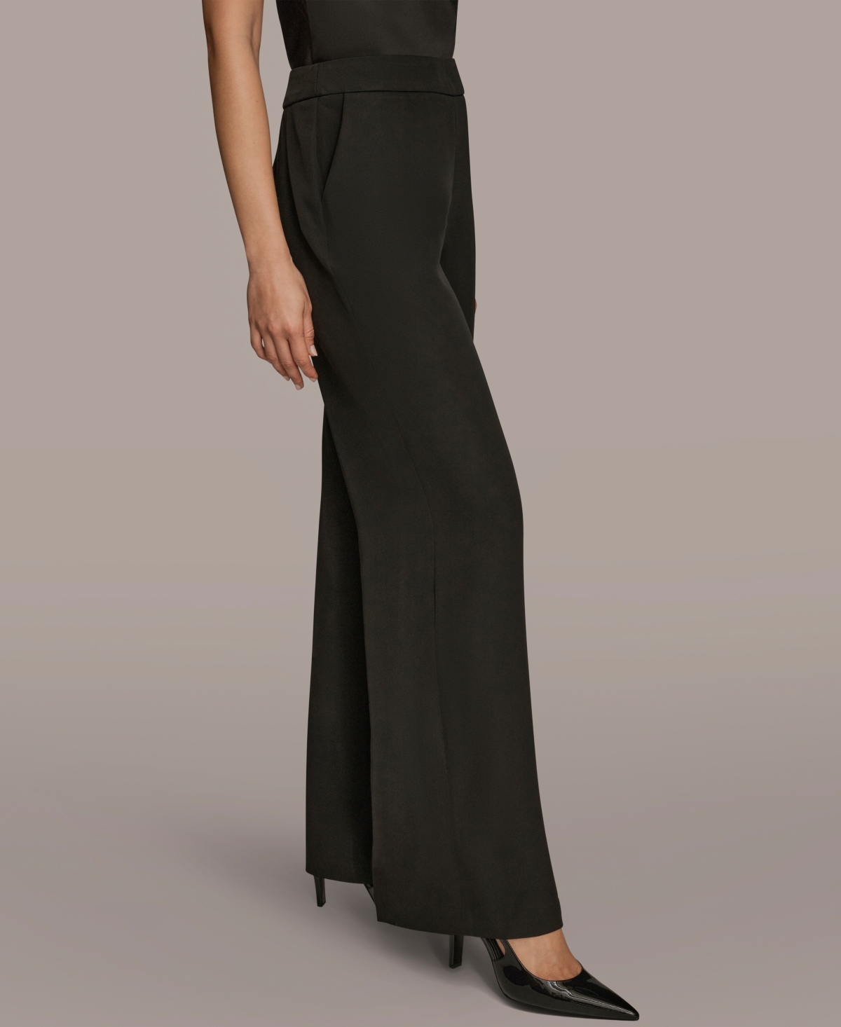 Donna Karan Women's Pleat Wide Leg Pull-on Pants In Black