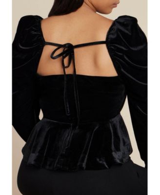 Women's Velvet Peplum Top